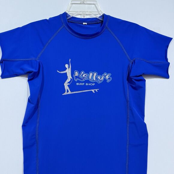 Mens Kekly’s Surf Shop Rash Guard Shirt Short Sleeve Compression Size M Blue - Picture 1 of 16